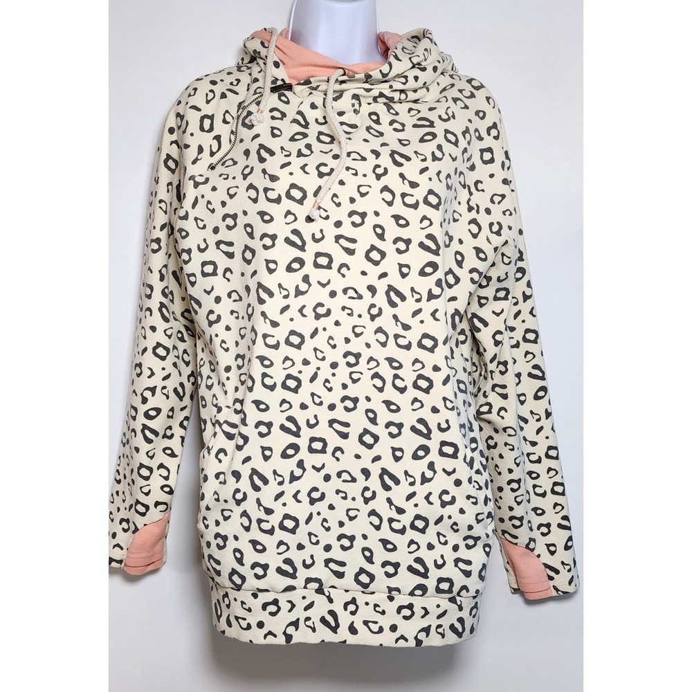 Ampersand Ave Leopard Print Hoodie Pullover Y2K Athleisure Casual Size XL